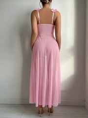 FloralLove Sexy Lace Night Dress – Deep V-Neck, Sheer Elegance