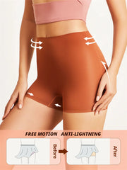 Women’s High Waist Ice Silk Safety Shorts – Anti-Chafing Slip Pants