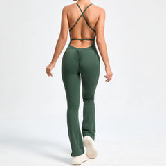 Person wearing a green athletic outfit on a white background