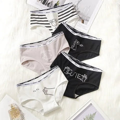 Cute Cat Print Cotton Briefs 5pcs