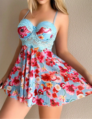 Floral Satin Babydoll Nightdress