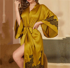 Floral Satin Kimono Lounge Robe