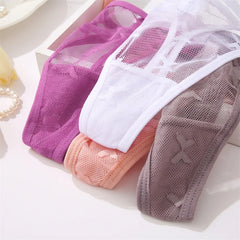 Women's Butterfly Mesh 4-Pack Thong Underwear