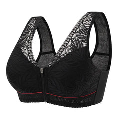 Leaf Lace Bra With Front Zipper