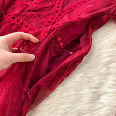 Vintage Lantern Sleeve Lace Dress