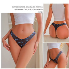 Black patterned underwear worn by a person with text above.