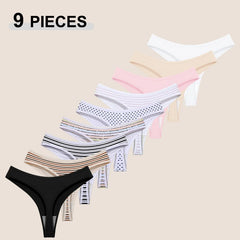 Seamless Cotton Thong Panty 9-Piece Set