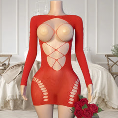 Women Hollow Cut-Out Long Sleeve Bodycon Dress