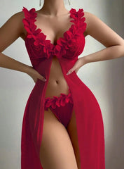 3D Petal Bralette Maxi Lingerie Set
