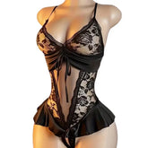 Women Lace Halter Teddy Skirt