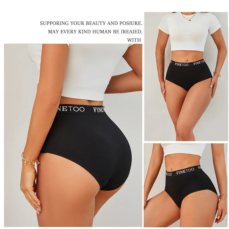 Black underwear with 'FINETOO' branding worn by a model on a plain background.