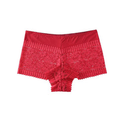 Red lace shorts on a white background