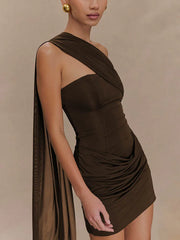 One Shoulder Backless Mini Dress