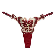 Butterfly Embroidery O-Ring Low-Rise Thong