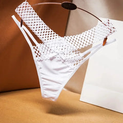Hollow-Out Cross-Cut Ribbon Low-Waist Brief