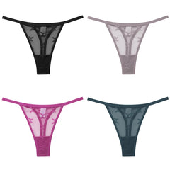 Women's Butterfly Mesh 4-Pack Thong Underwear