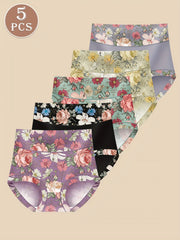 5-pack High-waisted Women's Underwear Abdominal Lifting And Gluteus Lifting Printed Pattern Comfortable Style