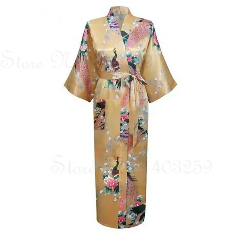 Floral patterned robe with a pocket on a white background