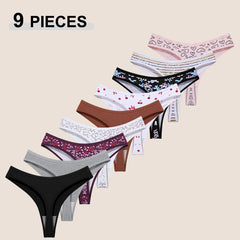 Seamless Cotton Thong Panty 9-Piece Set