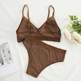 Striped Seamless High Waist Underwear Set