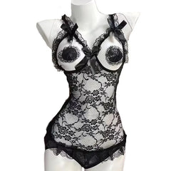 Women Floral Lace Bow Teddy