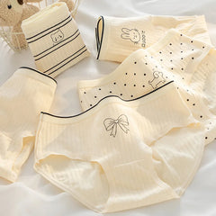 Sweet Bow Solid Cotton Briefs 5pcs