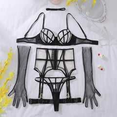 Cage Strap Garter Bra Set