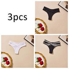 3-Piece Leopard Print Low Rise Thongs