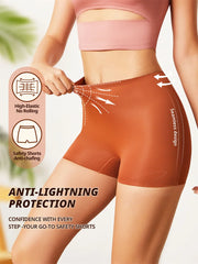 Women’s High Waist Ice Silk Safety Shorts – Anti-Chafing Slip Pants