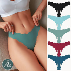 Person wearing teal underwear with color swatches on a neutral background