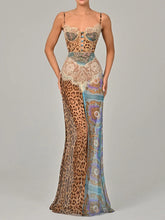 Leopard Lace Backless Maxi Dress