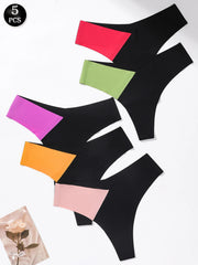 Women's Patchwork Seamless Five-Piece Briefs Set