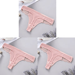3-Piece Women's Cotton Lace G-String Panties