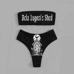 Women's Gothic Printed Bandeau Bikini Set