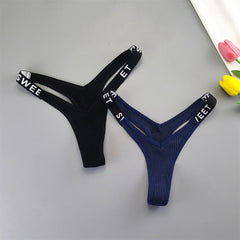 Ribbed Cotton V-Shape Letter Thong 2-Pack