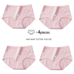 Plus Size Love High Waist Briefs 4pcs