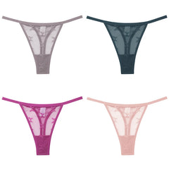 Women's Butterfly Mesh 4-Pack Thong Underwear