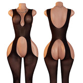Hollow Cut Sheer Sleeveless Full Body Bodystocking