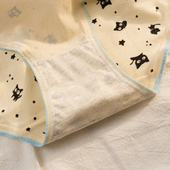 Women Cartoon Cat Print Cotton Briefs 5pcs