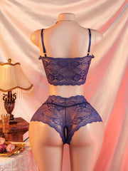 Women Floral Lace Bra Shorts Set