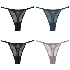 Women's Butterfly Mesh 4-Pack Thong Underwear