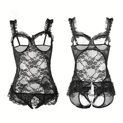 Women Floral Lace Bow Teddy