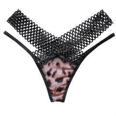 Leopard Lace Mesh Low-Rise G-String Thong