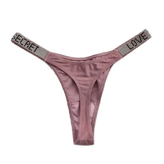 Rhinestone Low-Rise Fitness Thong