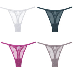 Women's Butterfly Mesh 4-Pack Thong Underwear