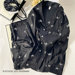 Striped Satin Long Sleeve Pajamas