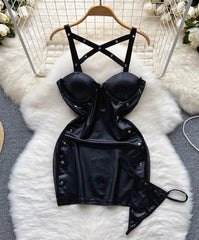 Sexy Backless Camis Nightwear - Erotic Leather Night Dress for Women