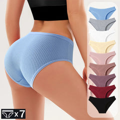 Women Ribbed Cotton Bikini Briefs 7-Piece