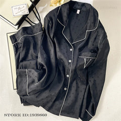 Striped Satin Long Sleeve Pajamas