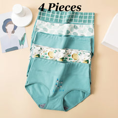 Teal underwear with patterned lining on a beige background